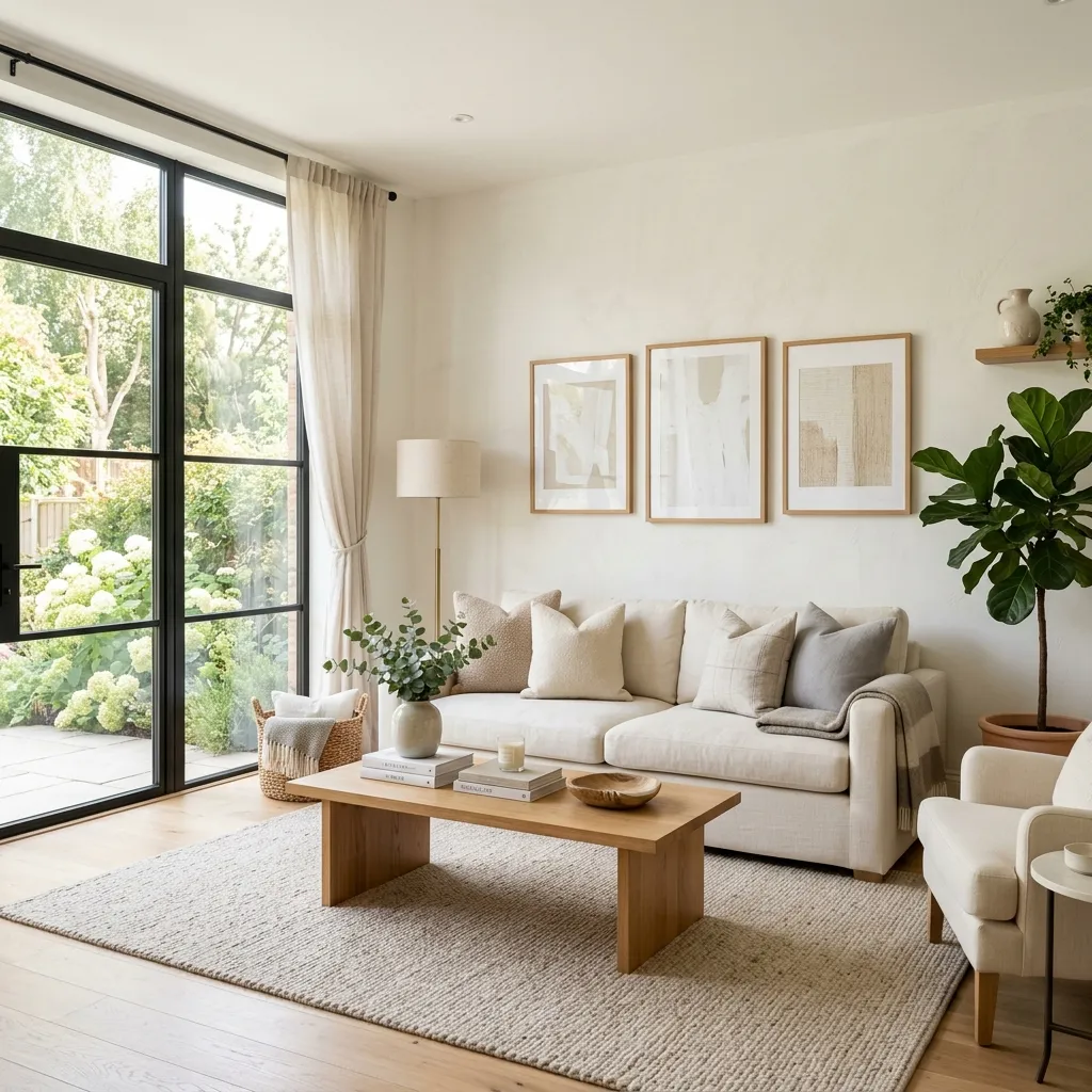 Sauberes, aufgeräumtes Wohnzimmer eines Privathaushalts in Hamburg
